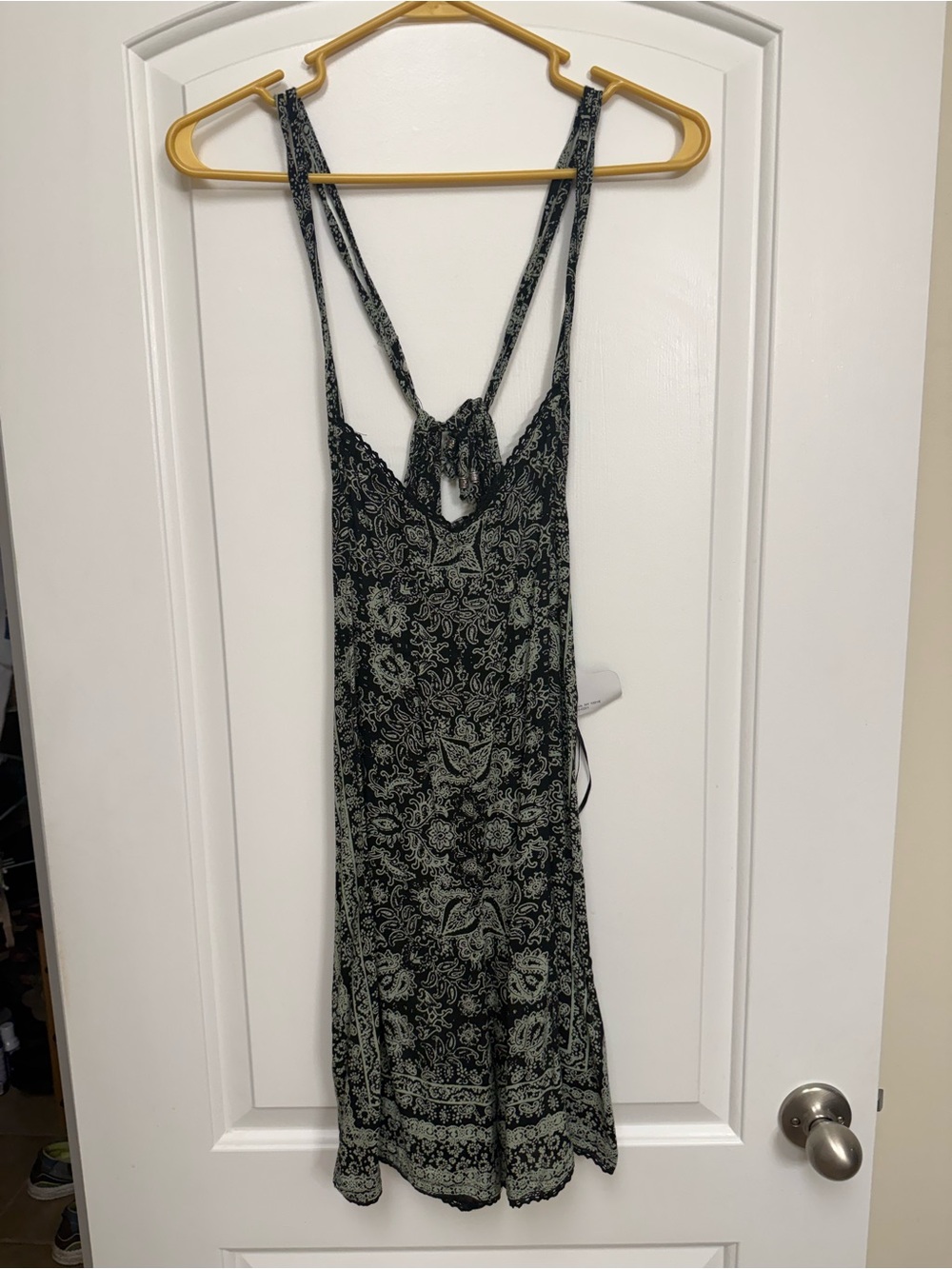 Angie Paisley Print Romper with Spaghetti Straps